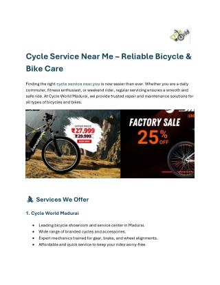 Cycle World Madurai – Trusted Bike and Cycle Care
