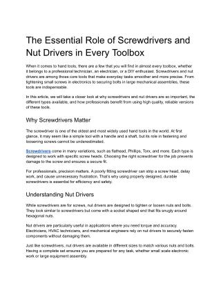 Screwdrivers and nut drivers