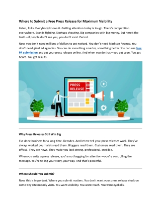 Where to Submit a Free Press Release for Maximum Visibility