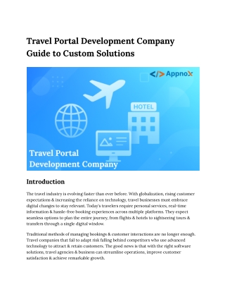 Travel Portal Development Company Guide to Custom Solutions