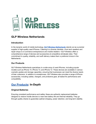 GLP Wireless Netherlands – High-Quality iPhones at Competitive Prices