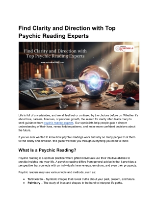 Find Clarity and Direction with Top Psychic Reading Experts