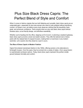 Plus Size Black Dress Capris