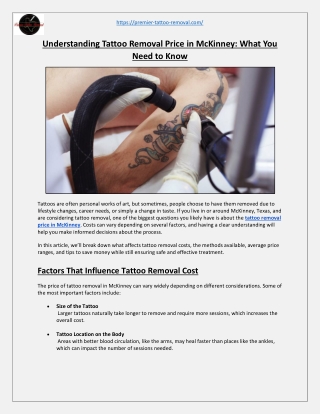 Understanding Tattoo Removal Price in McKinney: What You Need to Know
