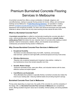 Premium Burnished Concrete Flooring Services In Melbourne