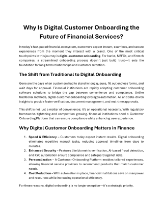 Why Is Digital Customer Onboarding the Future of Financial S