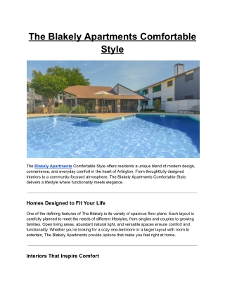 The Blakely Apartments Comfortable Style