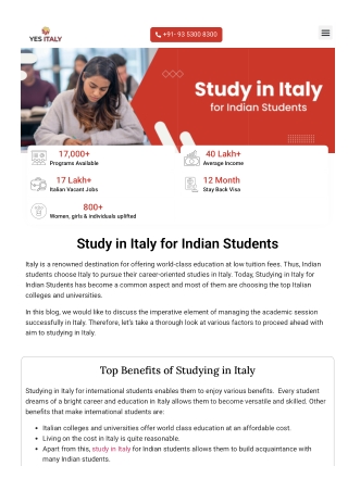Study in Italy for Indian Students | YES Italy Guidance
