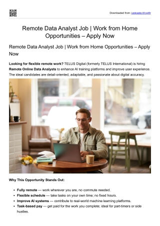 Remote Data Analyst Job | Work from Home Opportunities – Apply Now