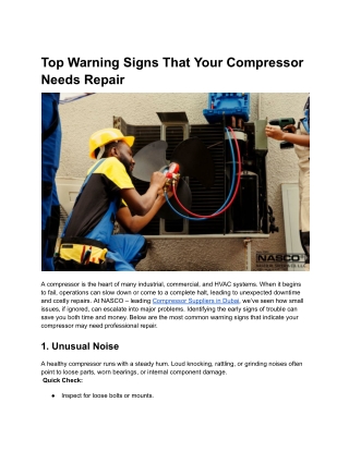 Top Warning Signs That Your Compressor Needs Repair