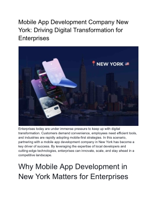 Mobile App Development Company New York_ Driving Digital Transformation for Enterprises