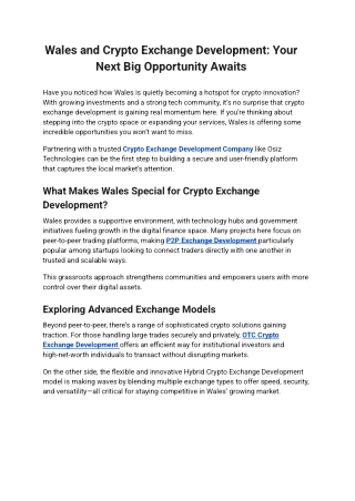 Wales and Crypto Exchange Development_ Your Next Big Opportunity Awaits