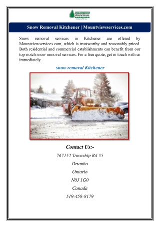 Snow Removal Kitchener | Mountviewservices.com