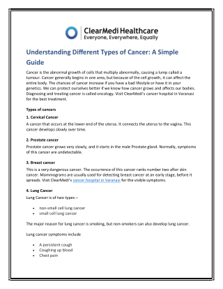 Understanding Different Types of Cancer A Simple Guide