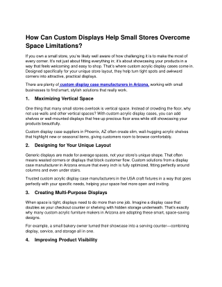 How Can Custom Displays Help Small Stores Overcome Space Limitations?