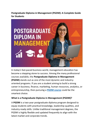 Postgraduate Diploma in Management