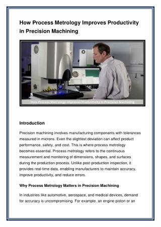 How Process Metrology Improves Productivity in Precision Machining