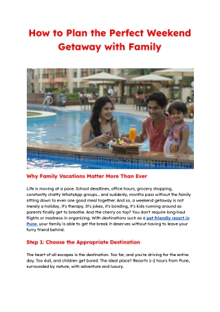 How to Plan the Perfect Weekend Getaway with Family