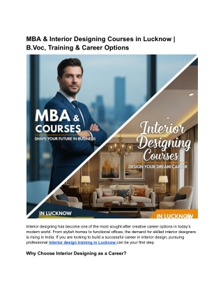MBA & Interior Designing Courses in Lucknow