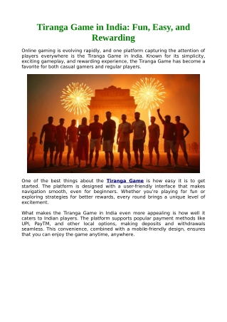 Tiranga Game in India: Fun, Easy, and Rewarding