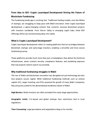 From Idea to IDO_ Crypto Launchpad Development Driving the Future of Blockchain Fundraising