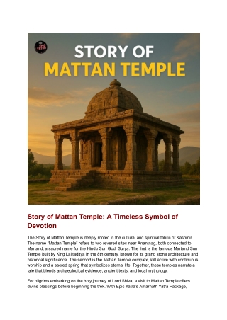 Story of Mattan Temple: A Timeless Symbol of Devotion