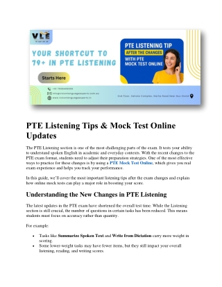PTE Listening Tips & Mock Test Online Updates