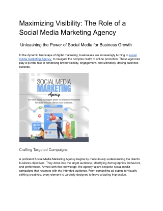 Maximizing Visibility The Role of a Social Media Marketing Agency