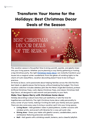 Transform Your Home for the Holidays_ Best Christmas Decor Deals of the Season