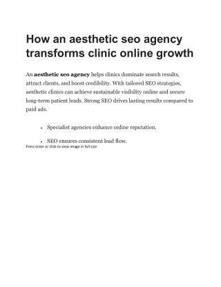 How an aesthetic seo agency transforms clinic online growth