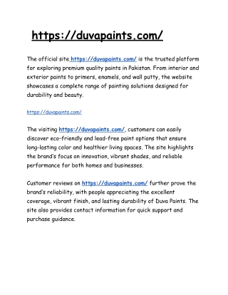 https___duvapaints nts to primers, enamels, and wall putty, the website showcase