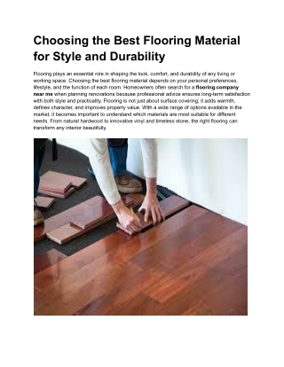Choosing the Best Flooring Material for Style and Durability