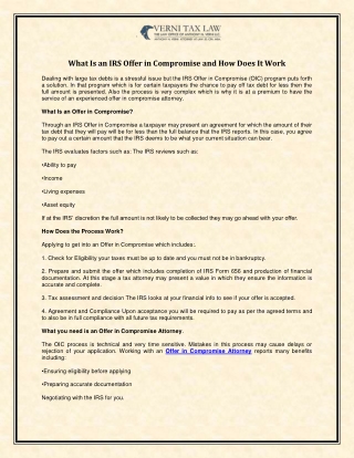 What Is an IRS Offer in Compromise and How Does It Work