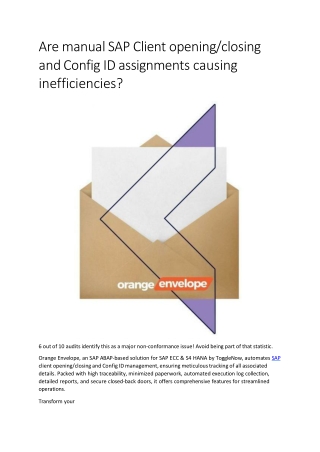 Orange Envelope | SAP Access & Data Privacy by ToggleNow