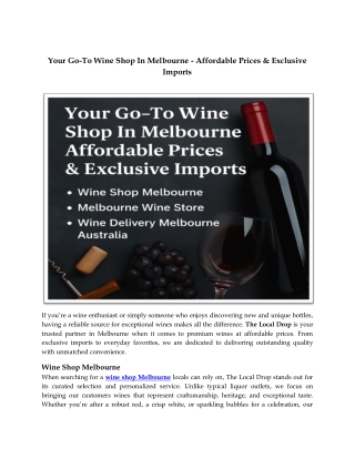 Your Go-To Wine Shop In Melbourne - Affordable Prices & Exclusive Imports