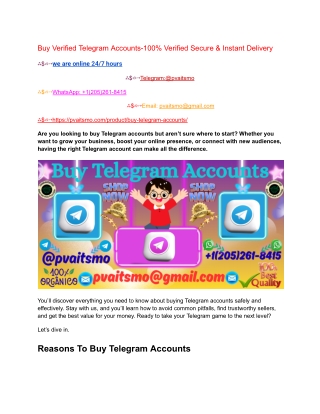 Buying Verified Telegram Accounts-100% Verified Secure & Instant Delivery