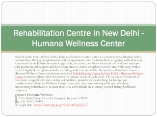Rehabilitation Centre In Delhi - Humana Wellness Center