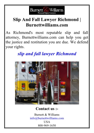 Slip And Fall Lawyer Richmond | Burnettwilliams.com