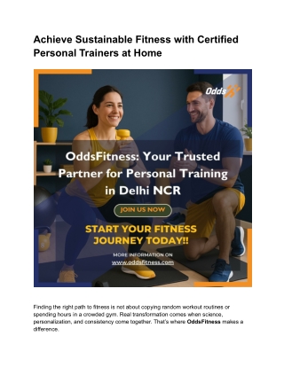 Achieve Sustainable Fitness with Certified Personal Trainers at Home
