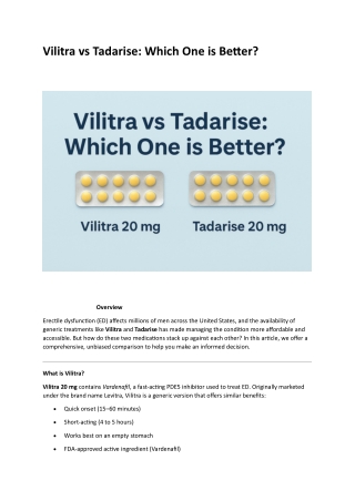 Vilitra vs Tadarise: Which One is Better?