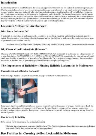 Professional and Affordable: The Perfect Combination for Melbourne Locksmiths