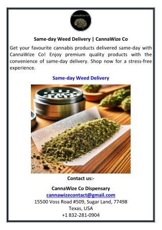 Same-day Weed Delivery  CannaWize Co
