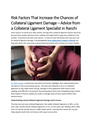 Risk Factors That Increase the Chances of Collateral Ligament Damage