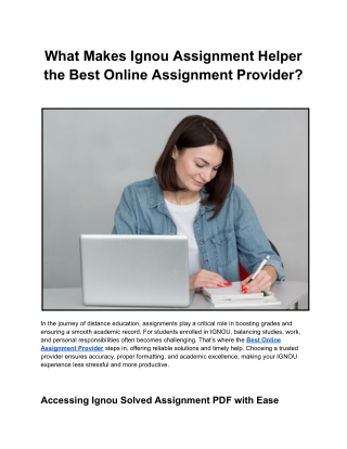 What Makes Ignou Assignment Helper the Best Online Assignment Provider