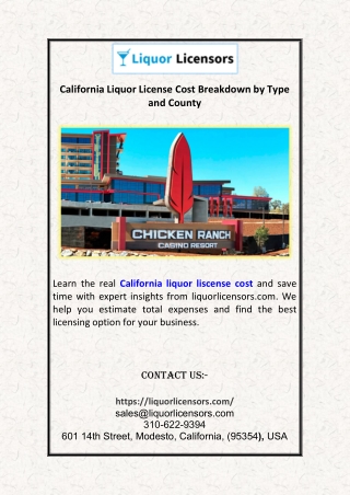 California Liquor License Cost Breakdown by Type and County