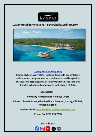 Luxury Hotel In Hong Kong