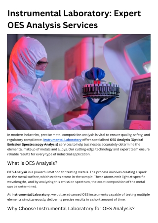 Instrumental Laboratory Expert OES Analysis Services
