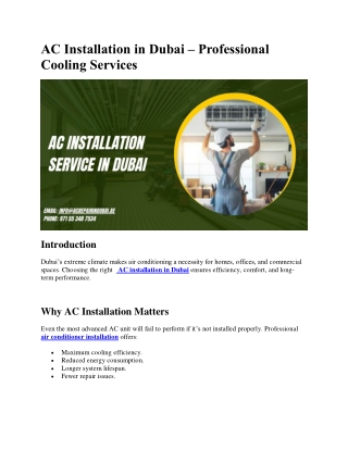AC Installation in Dubai
