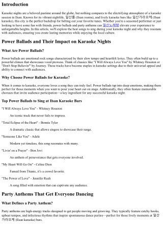 Power Ballads and Party Anthems for an Unforgettable Karaoke Night in Ilsan