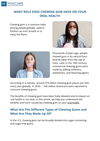 WHAT ROLE DOES CHEWING GUM HAVE ON YOUR ORAL HEALTH